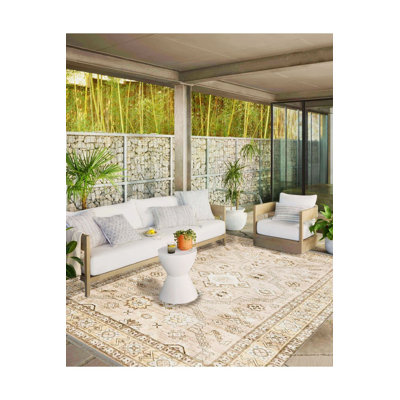 Tapis décoratif beige lavable à la machine