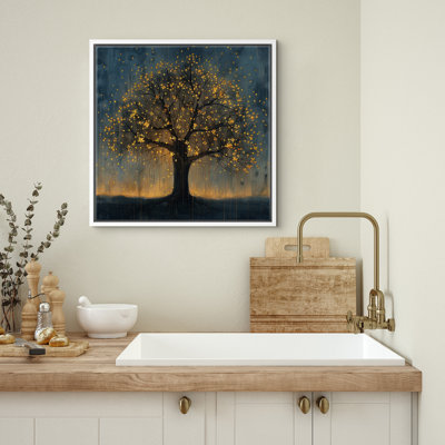 Golden Blossom Tree at Twilight Wall Decor for Living Room