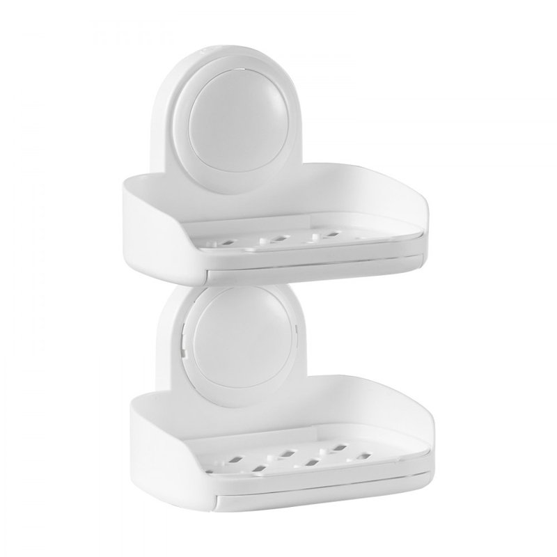 Porte-savon à ventouse avec support à double couche et plateau de drain pour la douche