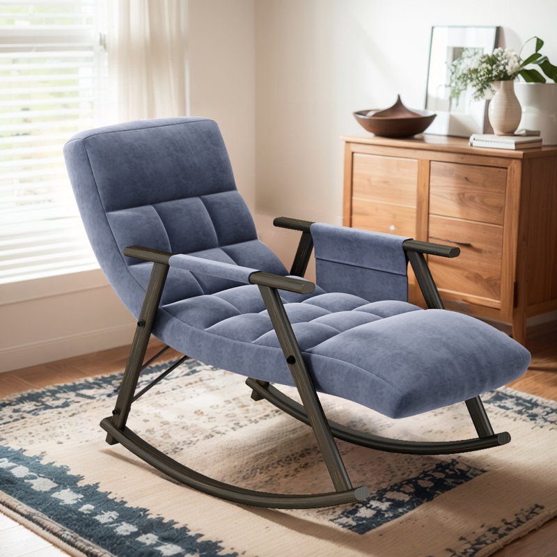 Chaise berçante en métal Davana, Bleu