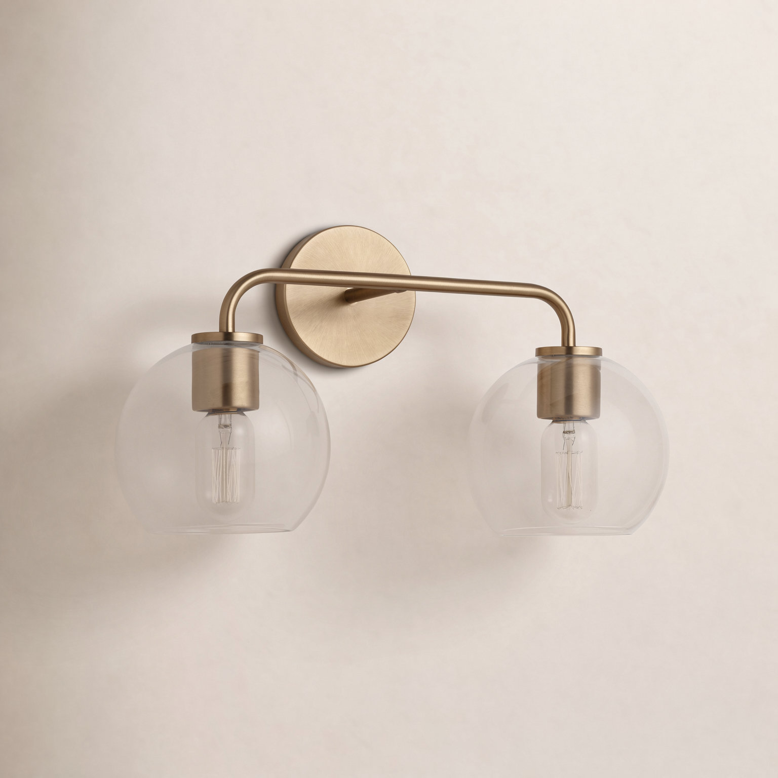 Childerley 2-Light Vanity Light, Satin Brass, Clear