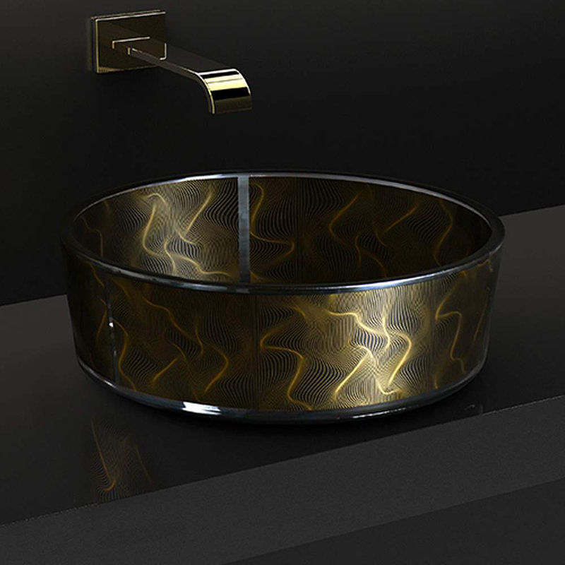 Atelier 15.7'' L Bathroom Sink, Black/Gold