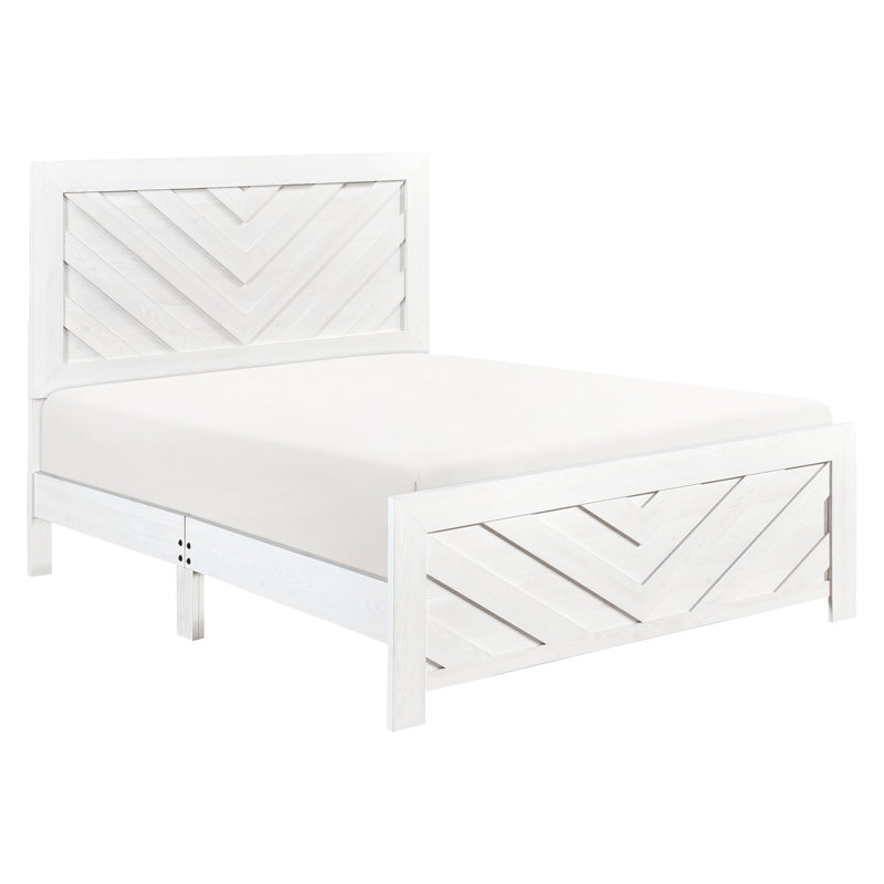 Lit double en bois pleine grandeur blanc pour une atmosphère élégante, Lit double, Blanc
