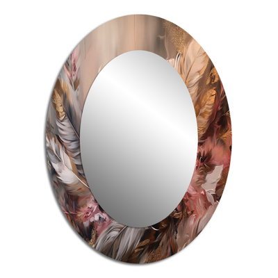 Gold Feather Wanderlust VI - Large Oval Wall Mirror On Metal