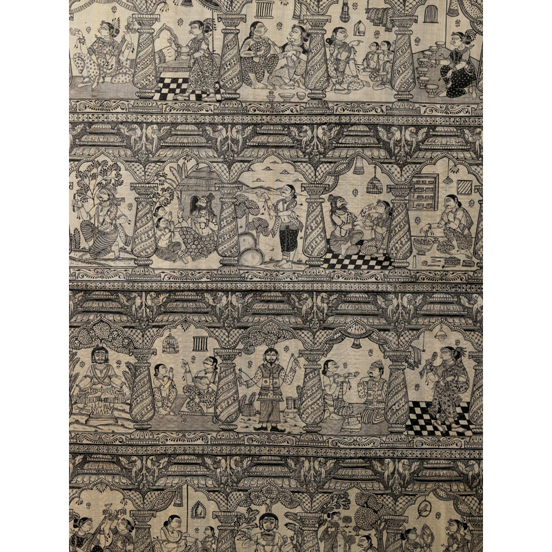 64 Kalas - Art de Pattachitra (chef-d'œuvre) | Aquarelle sur soie tussar
