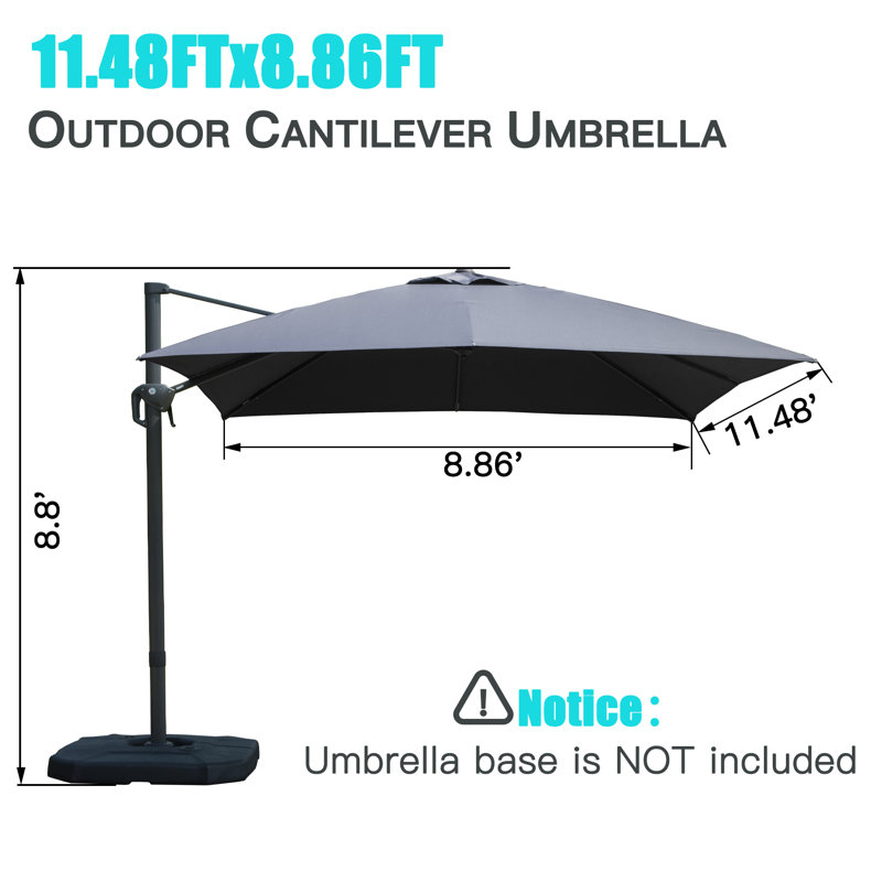 Parasol en porte-à-faux Shellise, 11,48 pi x 8,86 pi, Gris