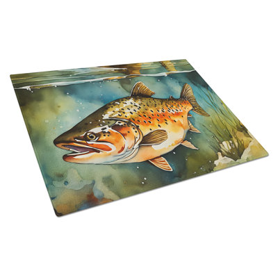 Brown Trout Glass Cutting Board Large
