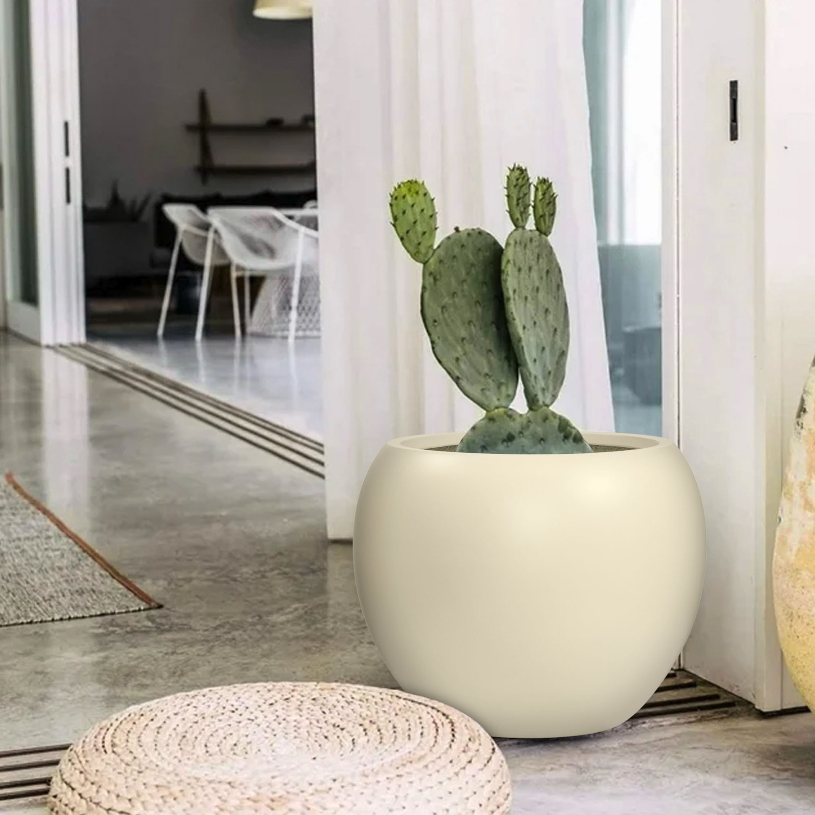 Dorlis Fiberstone Pot Planter, 17" H x 21" W x 21" D, Linen