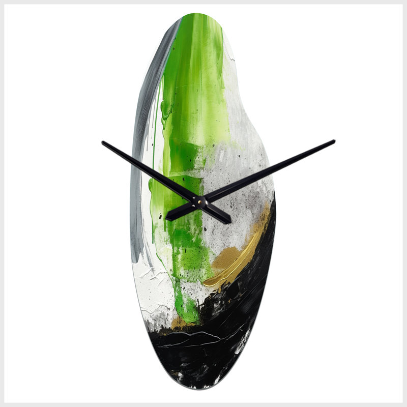 Grande horloge murale 3D en marbre vert et noir, Grand