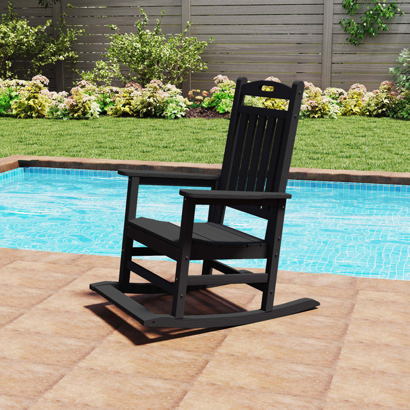 Chaise berçante d'extérieur surdimensionnée en PEHD avec pied de lit, Noir