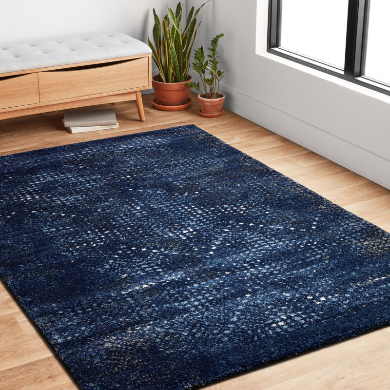 Tapis bleu abstrait Parinaaz, Rectangle 3 pi 10 po x 5 pi 7 po