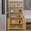 Étagère de rangement 64 pouces à double porte à double porte multi-scène avec 2 tablettes intérieures, tiroirs et loquet magnétique, plateau de table large naturel, couleur