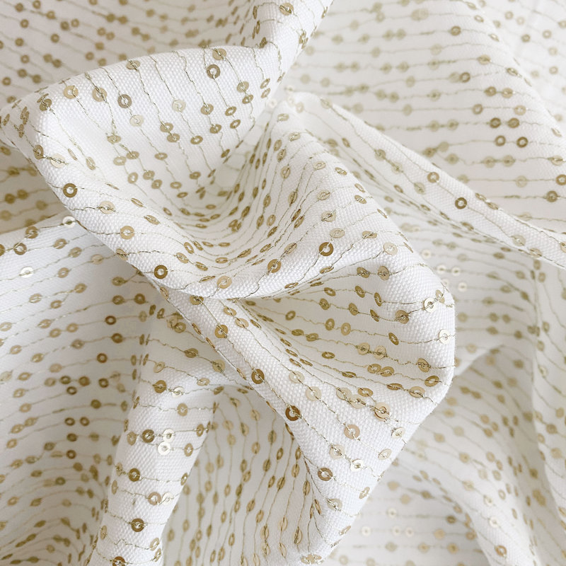Tissu de performance Inez or / ivoire Contton Blend