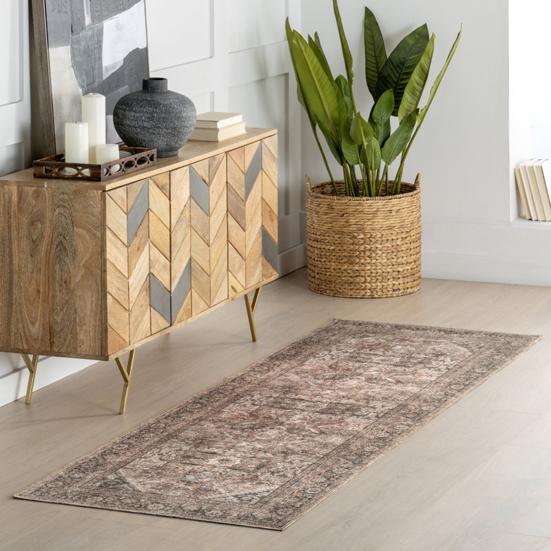 Tapis en mélange de jute de polyester Jeccica, Tapis de couloir 2 pi 8 po x 8 pi