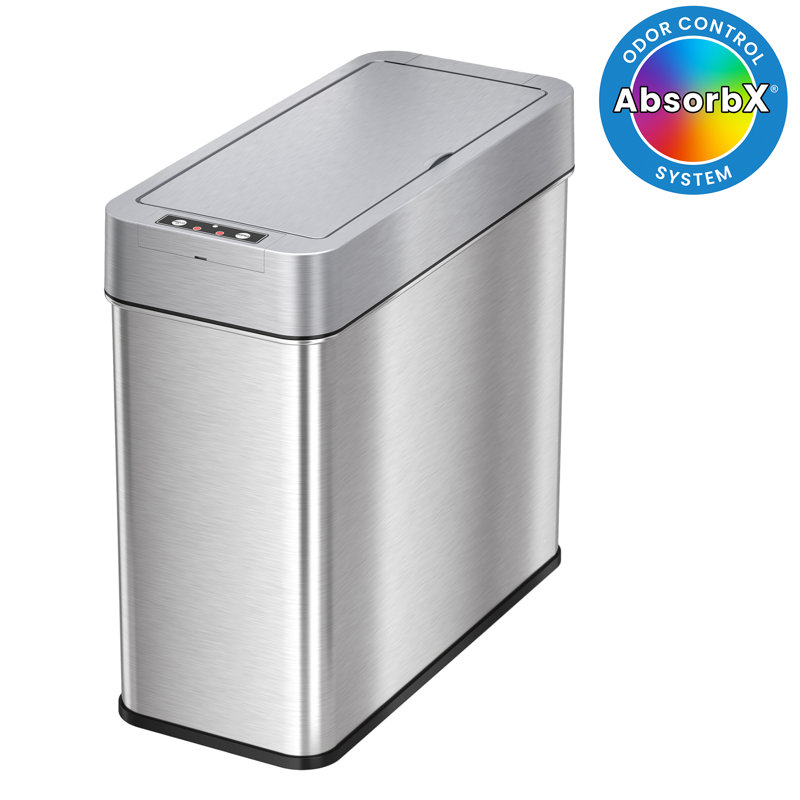 Slim Silver Stainless Steel Touchless Motion Sensor Trash Can 4 Gallon