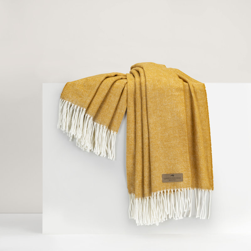 Italian Herringbone Throw Blanket, Ochre