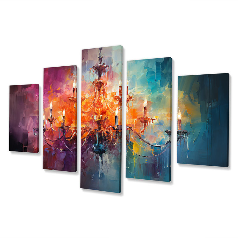 Luminaire lustre baroque rose Radiance - lustre, art mural sur toile