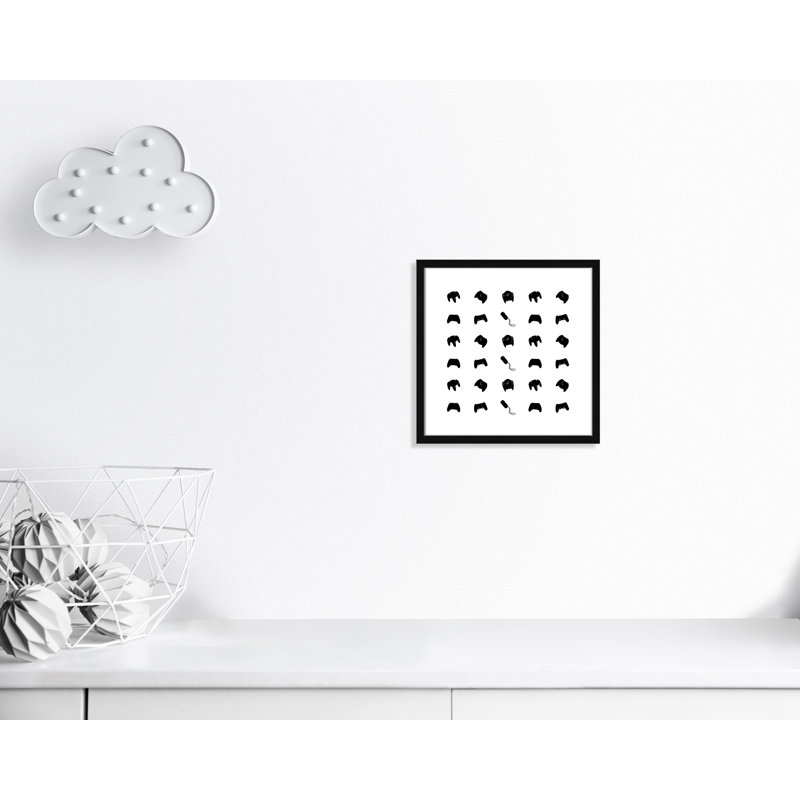 Imprimé papier à motif de joueur, H 17 po x l 17 po x P 1,19 po, Encadré de boîte noir