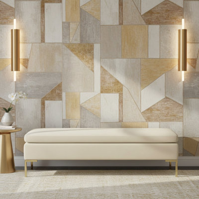Banc décoratif en velours Zennia - Ivoire