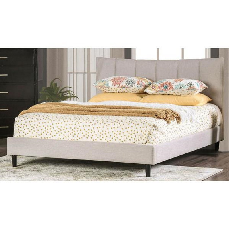 Inessa Upholstered Bed, Beige, Queen