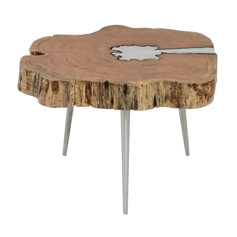 Caines Three Leg Coffee Table, Natural/Silver