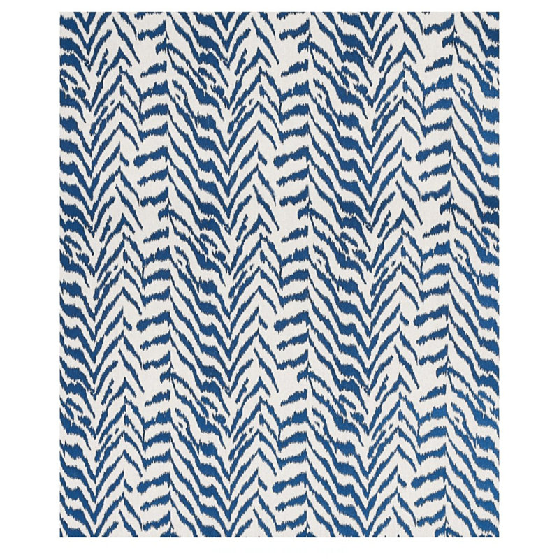 Quincy Embroidery On Linen Fabric, Navy