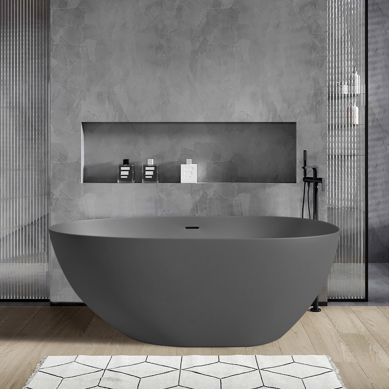 59'' x 30.7'' Freestanding Soaking Solid Surface Bathtub