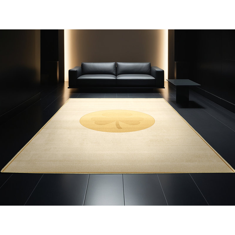 Soft Plush Fannin St Patties Modern & Contemporary Abstract Area Rug in Beige – Yellow Binding, 5x8