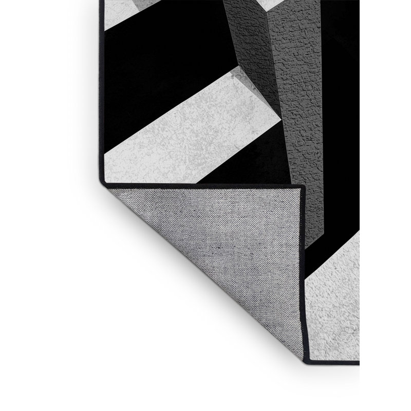 Machine Washable Pavla Modern & Contemporary Geometric Shapes Rug in Black – Black Binding, 5 x 8