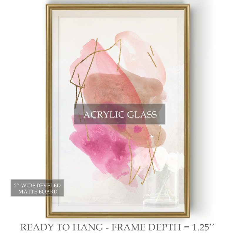 Rose Edge I - Matted and Framed Under Acrylic Glass, Large Living Room Wall Art, 18.5" H x 24.5" W x 1.5" D, Gold Framed