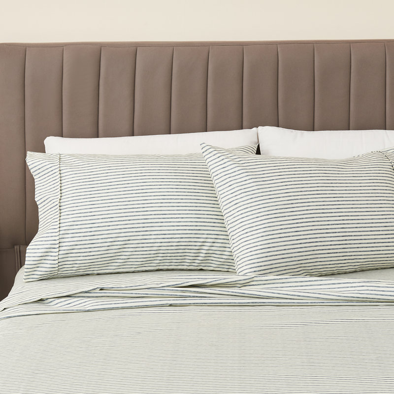 Ensemble de draps en microfibre Ultra Soft Lodge, Très grand, Rayures bleues