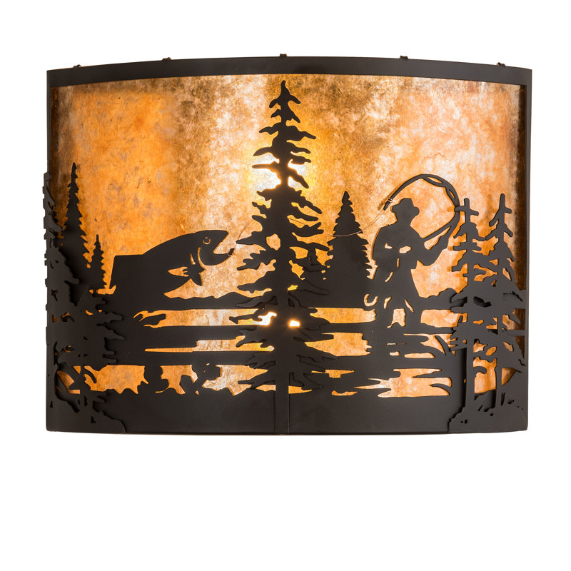 Fly Fishing Creek 2-Light Flush Mount, Amber, 2