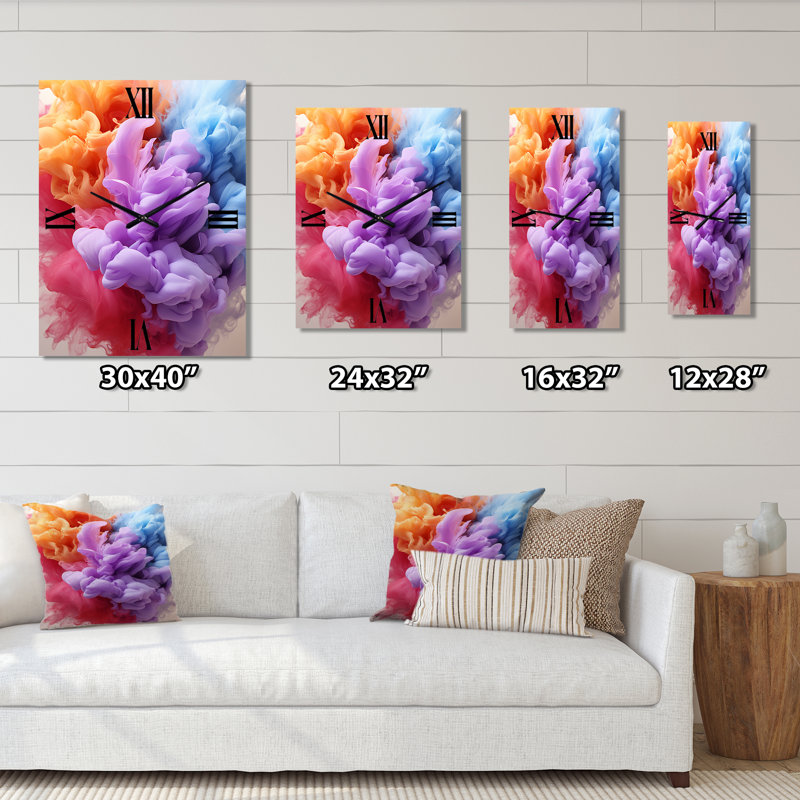 Horloge murale - Nombres d'encre mauve - formes abstraites, Petit