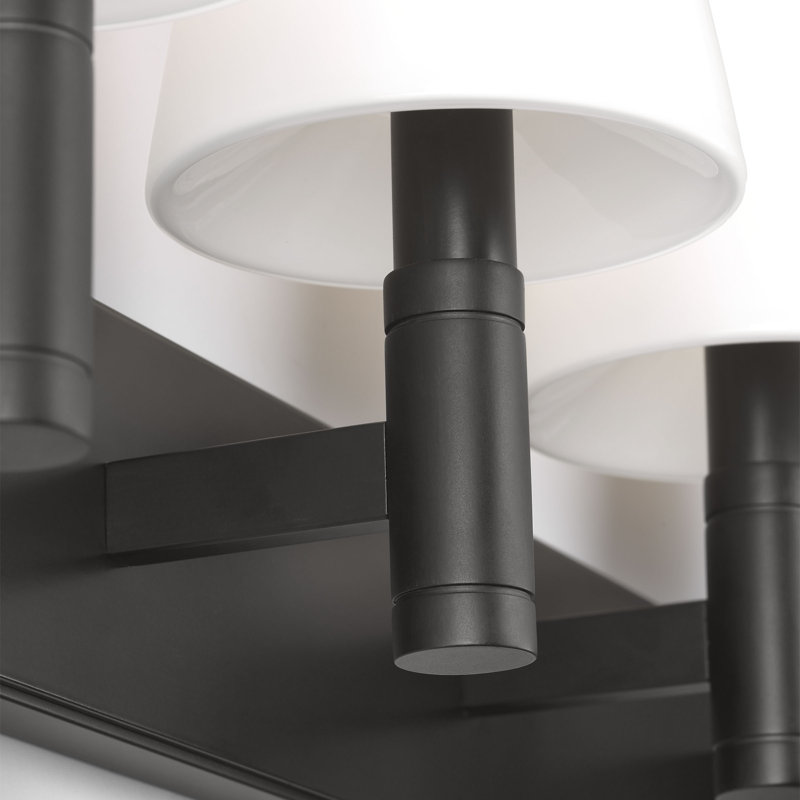 Thomas O'Brien Beckham Classic Bathroom Bedroom Wall Fixture In Aged Iron Finish With Milk Shade, 4 Lights