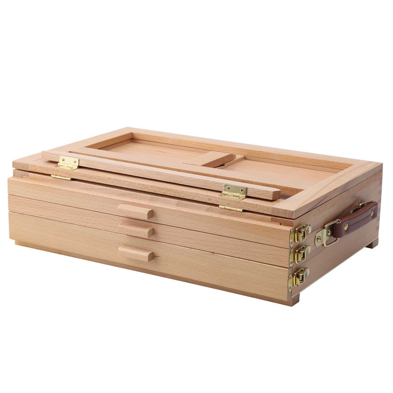 Adjustable Wooden 3-Drawer Storage Box Easel