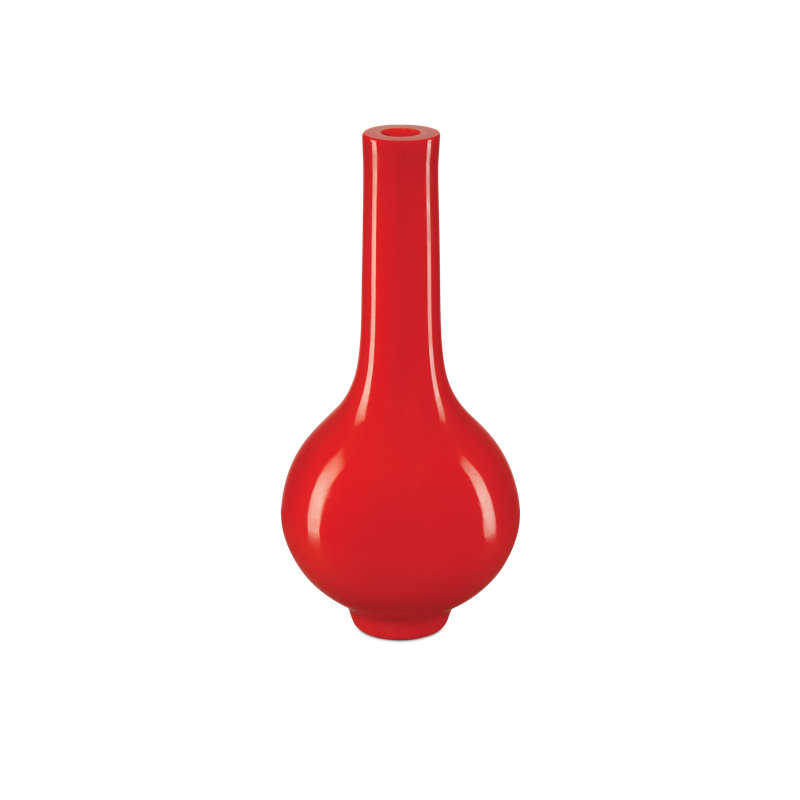 Coral Orange Glass Table Vase for Indoor Use