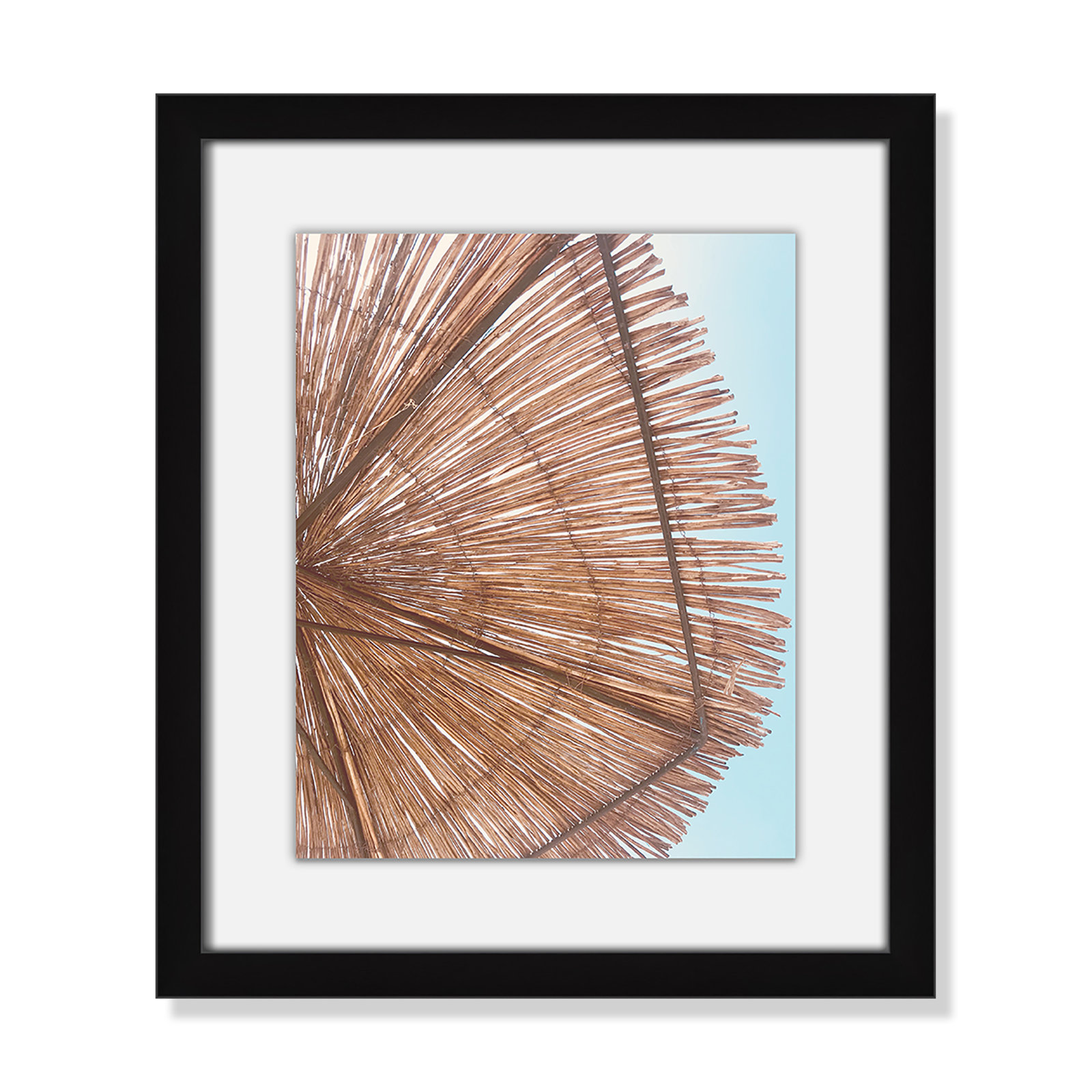 Rosy Straw Umbrella - Picture Frame Photograph, 15" H x 13" W x 1.25" D, Satin Black