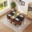 Ensemble de table de salle à manger 7 pièces avec 6 chaises en suède et table de triamine en grain de bois, mobilier de salle à manger de cuisine moderne pour petits espaces, appartement, restaurant