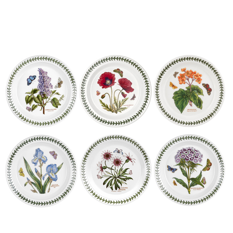 Portmeirion Botanic Garden Salad Plates - Set Of 6 Beautiful Floral Designs | English Made Earthenware | Dishwasher & Oven Safe 8.5" Plates