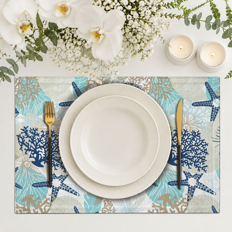 4-Piece Polyester Rectangle Dining Table Placemat