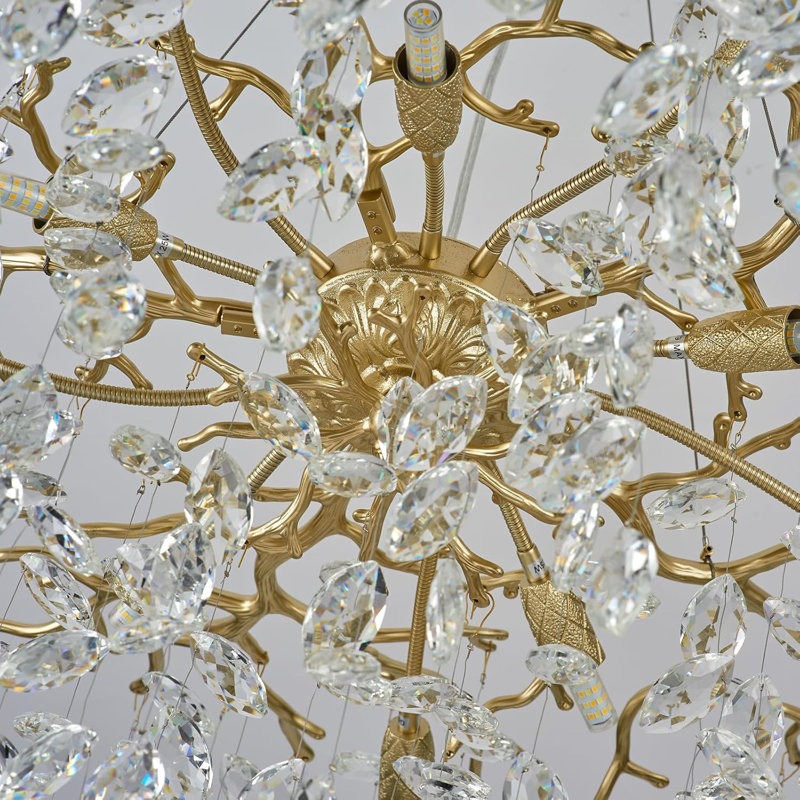 Lustre moderne en cristal K9, Doré, H 18,11 po x l 31,5 po x P 31,5 po