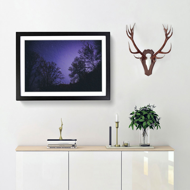 Purple Stars - Picture Frame Painting Print, Black Framed, 48cm H x 65cm W x 2cm D