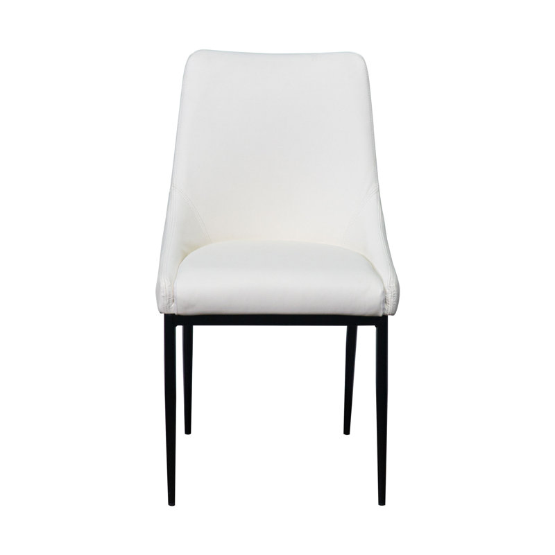 Chaise rembourrée en cuir véritable Ibbe, Blanc