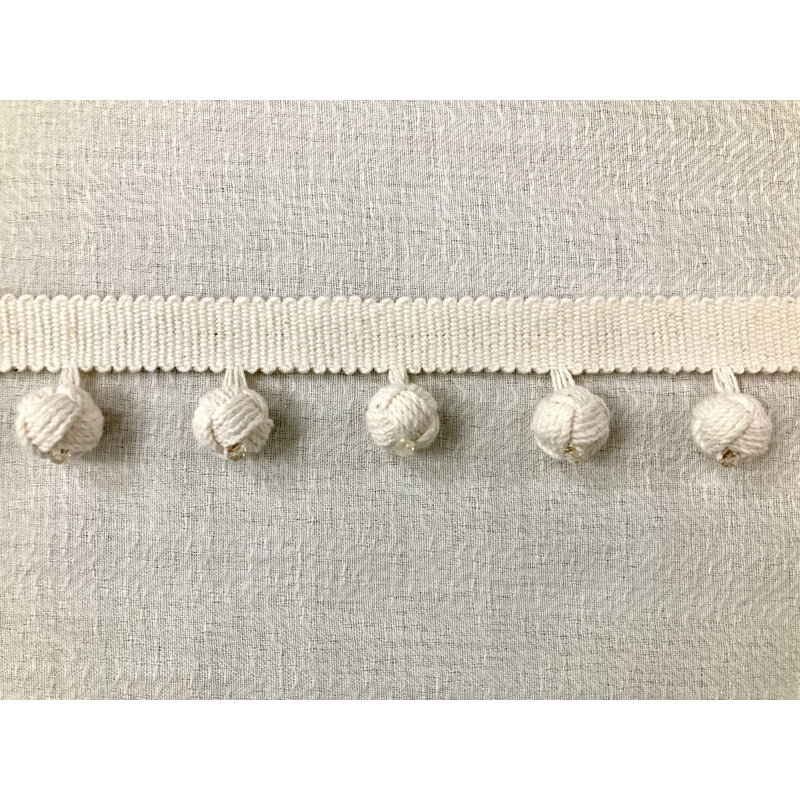 Bordure de frange nouée à la main, Blanc cassé