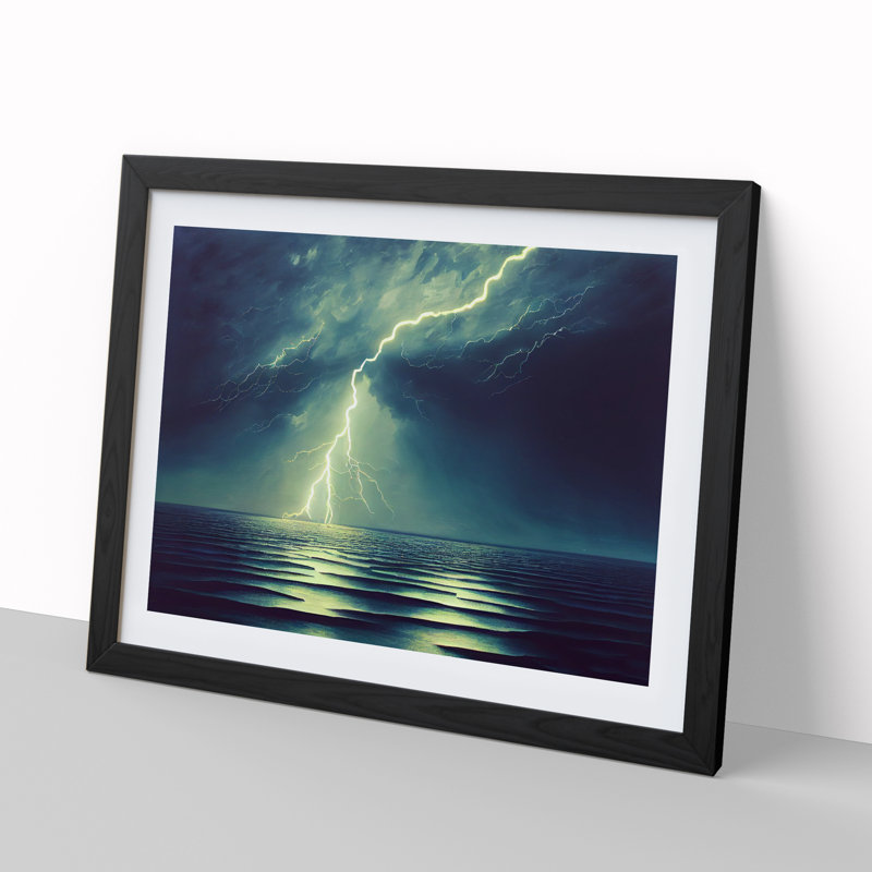 Magnetic Lightning Storm - Framed Print, Black, 46cm H x 64cm W x 2cm D