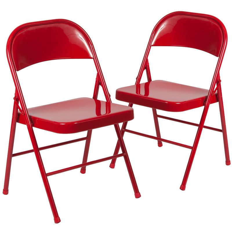 Chaise pliante en métal Oliverson, Rouge