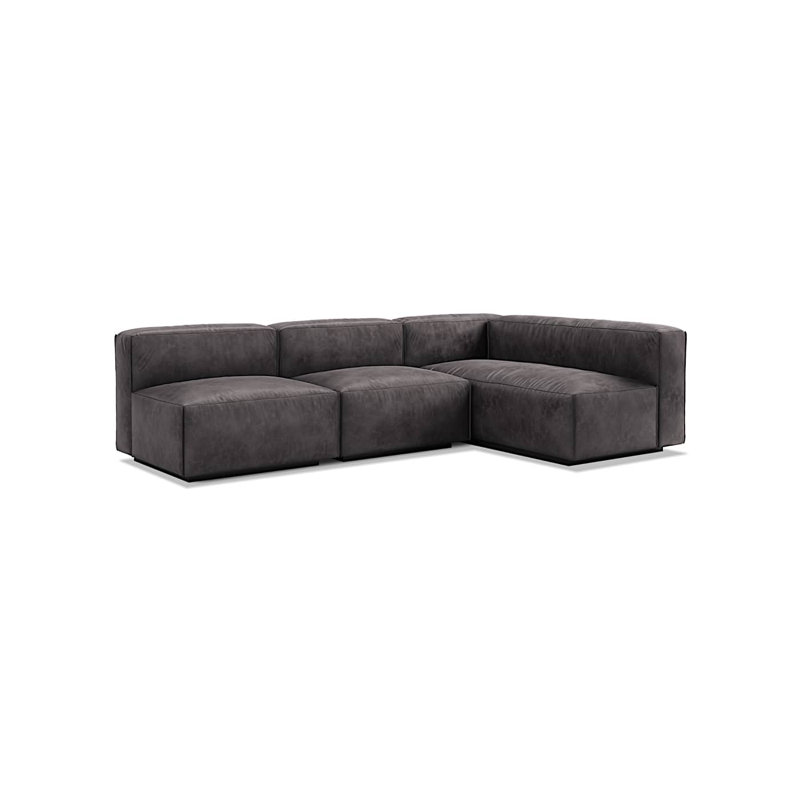 Cleon Modular Sectional, Camel Genuine Leather, Right Hand Facing