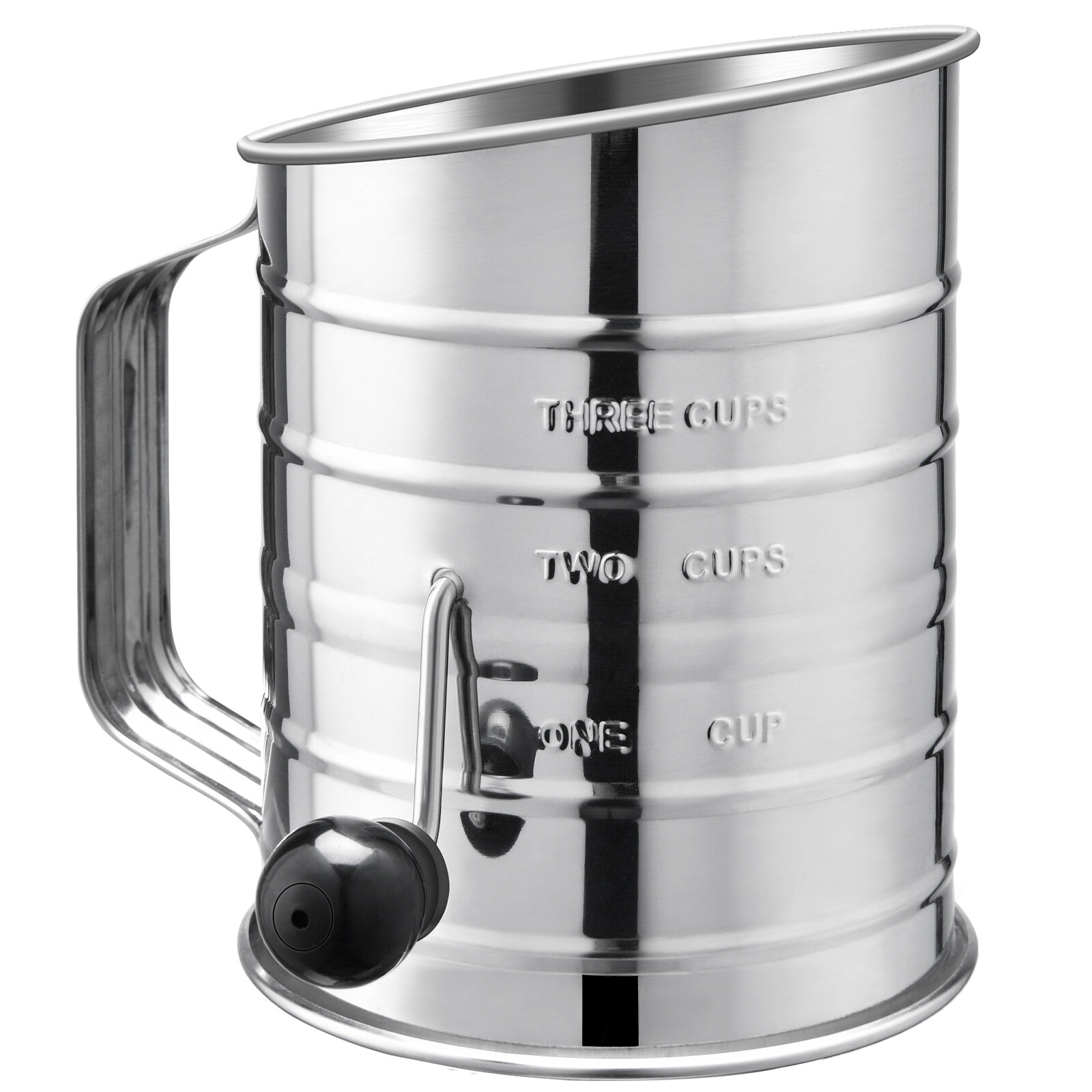 U-Taste Stainless Steel 3 Cup Flour Sifter with 4 Wire Agitators