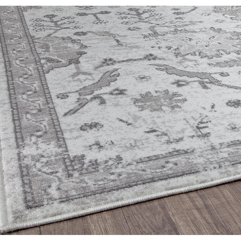 Freya Farmhouse Icy Grey Area Rug, Rectangle 2'6" x 4'