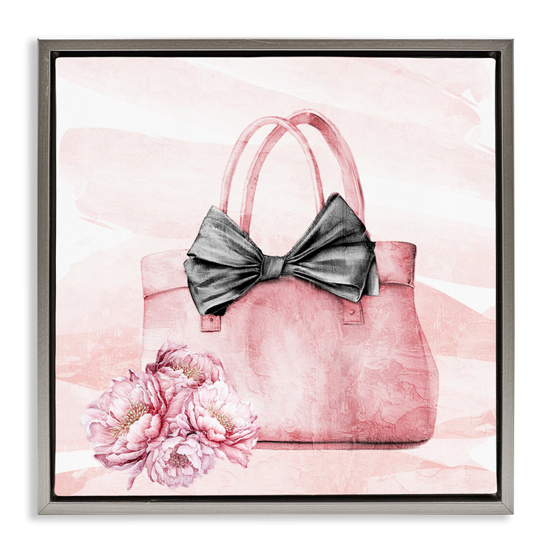 Cadre flottant Blush Glam Time Bag, design par Kim Allen, Cadre flottant gris lustré, H 18 po x l 18 po